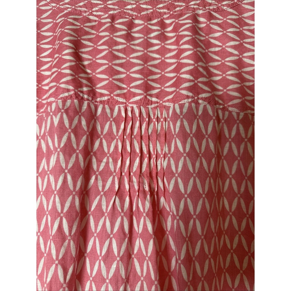 Talbots 3X Linen Pink Peach Natural Beach Tunic Blouse V Neckline Rolled Sleeves - Picture 4 of 9